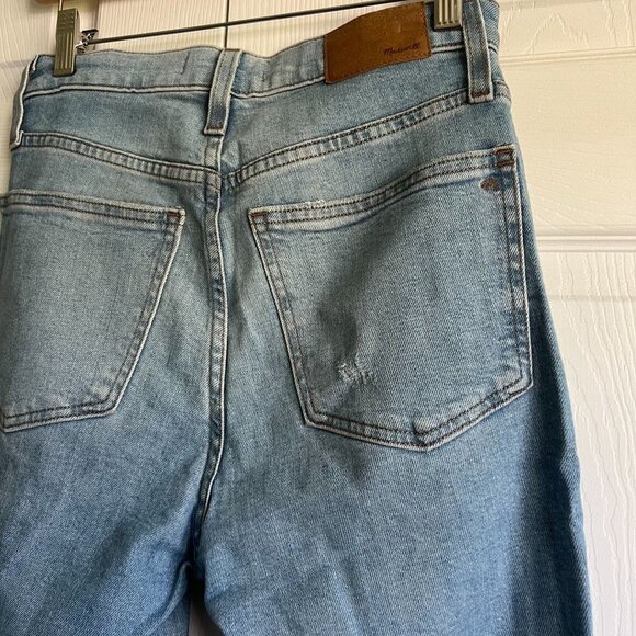 Madewell Perfect Vintage Straight Danby Wash Blue Knee Rip Jeans Women's Size 24 - Picture 7 of 11